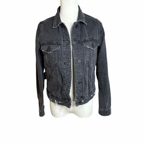 Mango Denim Jacket | Washed Black | Size XXS